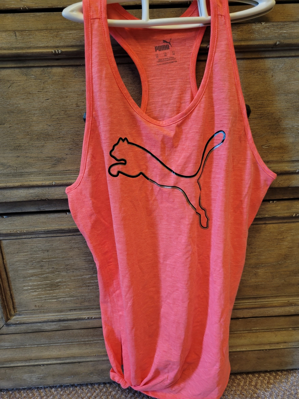 Puma Coral Pink Racerback Tank Top with Black Logo